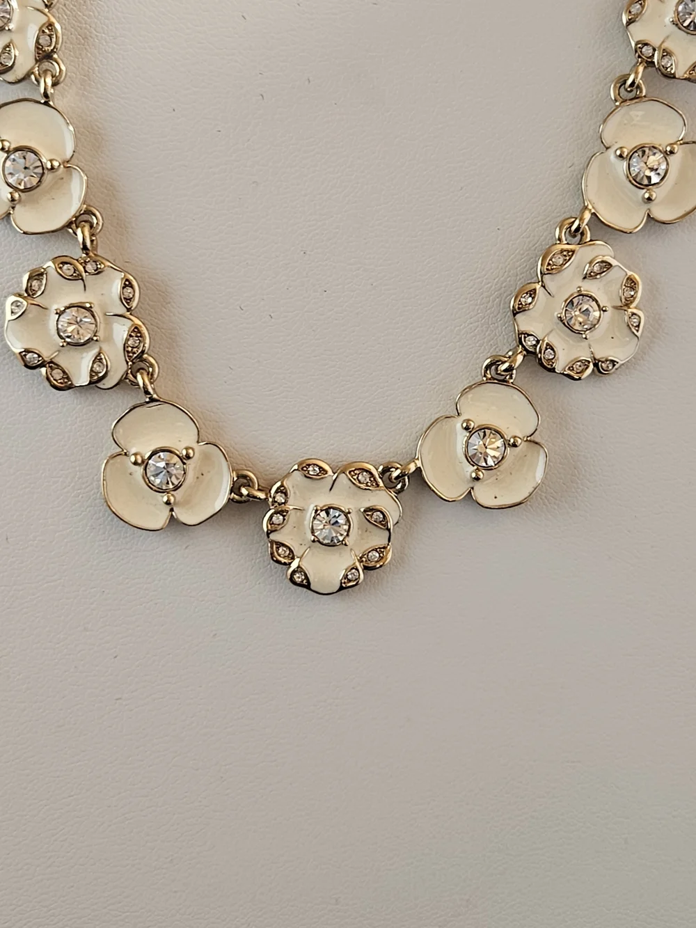 Kate Spade New York Gold-Tone Cream Floral Crystal Station Necklace